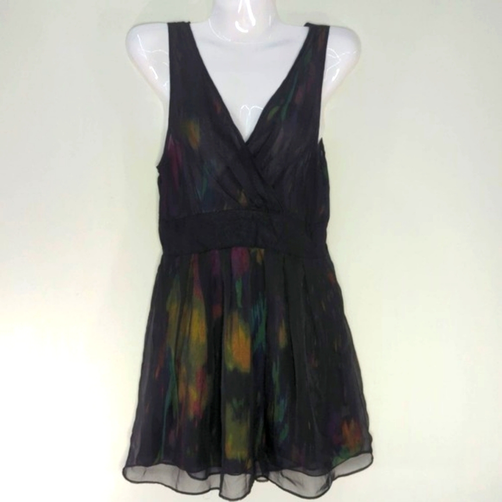 Pins & Needles Urban Outfitters Black Multicolor V Neck Sleeveless Dress Sz. 4